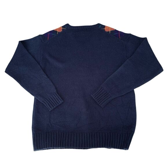 VTG Arrow Sweater 2XL Blue Pink Argyle Chunky Knit VNeck Grandpa Golf Preppy 90s - Picture 2 of 7